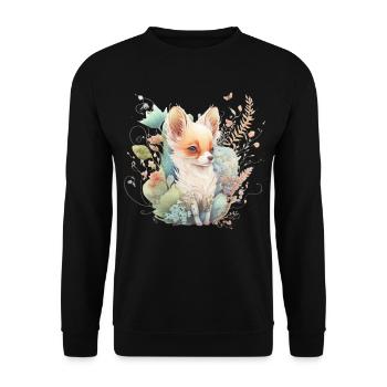 Renard Aquarelle Fleurs - Sweat-shirt Unisexe - noir - Devant - Alina (178cm) & Michal (187cm)