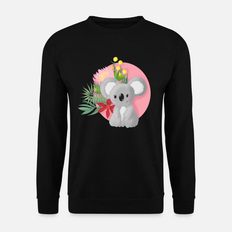 Süßer Koala mit Blumenkranz - Unisex Pullover - Schwarz