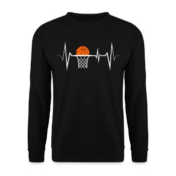 Basketball Basketballer Herzschlag - Unisex Pullover - Schwarz - Vorne - Alina (178cm) & Michal (187cm)
