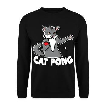 Katze Ping Pong - Unisex Pullover - Schwarz - Vorne - Alina (178cm) & Michal (187cm)