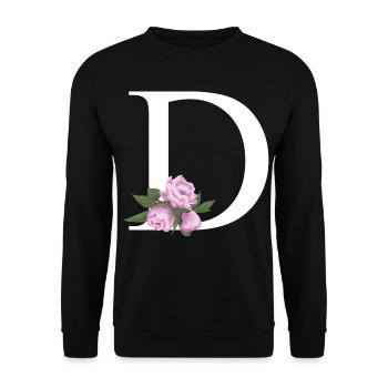 Blumendesign mit Pastellrosen und Blättern D - Unisex Pullover - Schwarz - Vorne - Alina (178cm) & Michal (187cm)