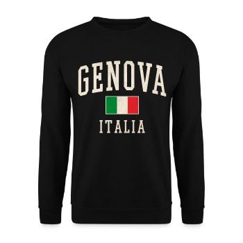 Genova Italia Vintage Logo - Unisex Pullover - Schwarz - Vorne - Alina (178cm) & Michal (187cm)