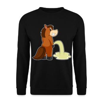 Pferd Toilette - Unisex Pullover - Schwarz - Vorne - Alina (178cm) & Michal (187cm)