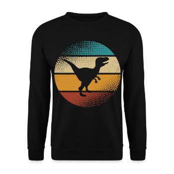 Velociraptor Dino Dinosaurier - Unisex Pullover - Schwarz - Vorne - Alina (178cm) & Michal (187cm)