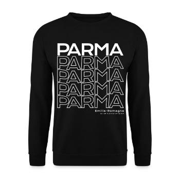 Parma Repeat Typo Emilia-Romagna - Unisex Sweatshirt - black - Front - Alina (178cm) & Michal (187cm)