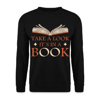 Schau es steht in einem Buch - Unisex Pullover - Schwarz - Vorne - Alina (178cm) & Michal (187cm)