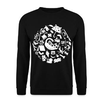 Cat Camping L Blanc - Sweat-shirt Unisexe - noir - Devant - Alina (178cm) & Michal (187cm)