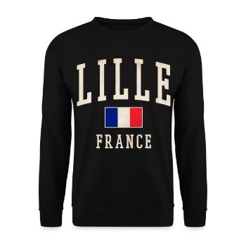 Lille Frankreich Vintage Logo - Unisex Pullover - Schwarz - Vorne - Alina (178cm) & Michal (187cm)