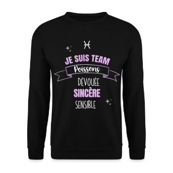 Team poissons cadeau femme fille poissons signe - Sweat-shirt Unisexe - noir - Devant - Alina (178cm) & Michal (187cm)