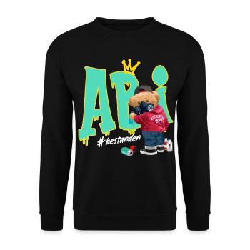 Graffiti Bär Street Hip Kunst Abitur Abi - Unisex Pullover - Schwarz - Vorne - Alina (178cm) & Michal (187cm)