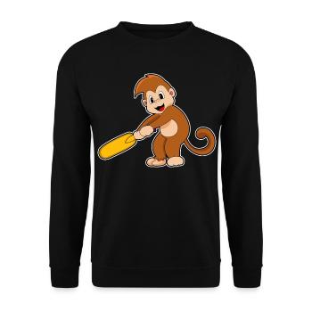 Affe Cricket Cricketschläger - Unisex Pullover - Schwarz - Vorne - Alina (178cm) & Michal (187cm)