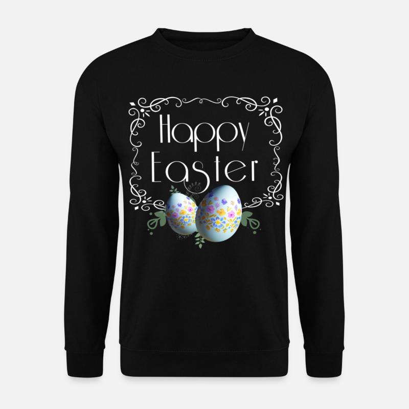 Happy Easter Schriftzug mit Ostereier - Unisex Pullover - Schwarz