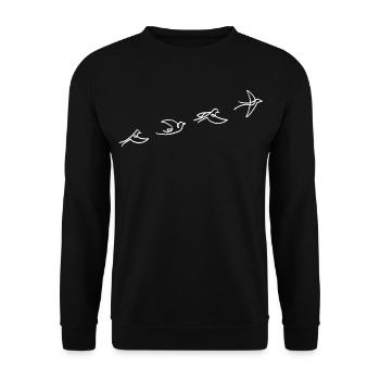 Der Flug des weißen Vogels - Unisex Pullover - Schwarz - Vorne - Alina (178cm) & Michal (187cm)