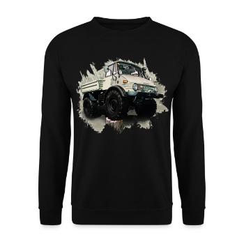 Unimog Oldi - Unisex Pullover - Schwarz - Vorne - Alina (178cm) & Michal (187cm)