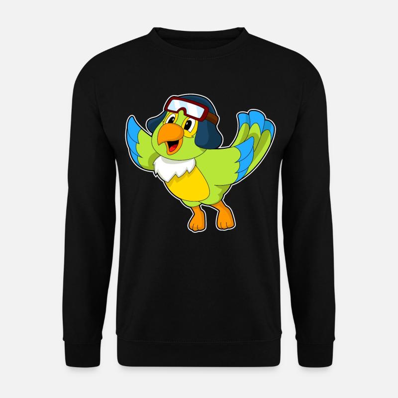 Papagei Pilot Pilotenmütze - Unisex Pullover - Schwarz