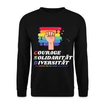 Love is Love - LGBT und Diversität - CSD Vielfalt - Unisex Pullover - Schwarz - Vorne - Alina (178cm) & Michal (187cm)