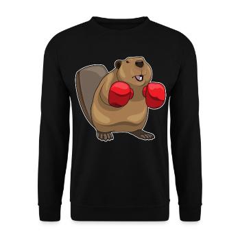 Biber Boxer Boxhandschuhe Boxen - Unisex Pullover - Schwarz - Vorne - Alina (178cm) & Michal (187cm)