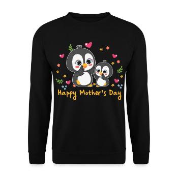 Animal Mom Pinguin zum Muttertag - Unisex Pullover - Schwarz - Vorne - Alina (178cm) & Michal (187cm)