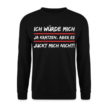 Juck mich nicht | Lustiger Spruchshirt - Unisex Pullover - Schwarz - Vorne - Alina (178cm) & Michal (187cm)