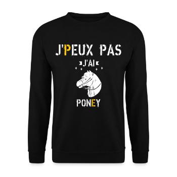 J Peux Pas J Ai Poney - Sweat-shirt Unisexe - noir - Devant - Alina (178cm) & Michal (187cm)