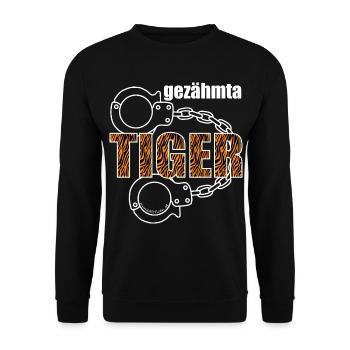 gezähmta Tiger - gezähmter Tiger, Dialekt - Unisex Pullover - Schwarz - Vorne - Alina (178cm) & Michal (187cm)