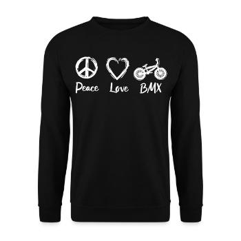 Peace Love BMX - Unisex Sweatshirt - black - Front - Alina (178cm) & Michal (187cm)