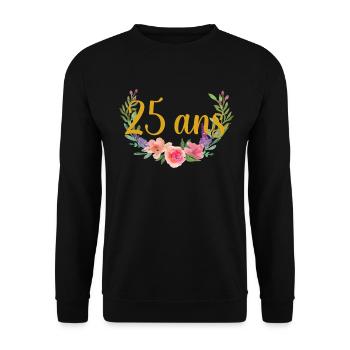 fleurs anniversaire 25ans - Sweat-shirt Unisexe - noir - Devant - Alina (178cm) & Michal (187cm)