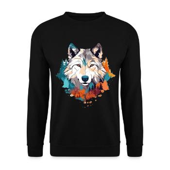 Loup Tête de Loup Prédateur Nature Colorée Nature Nature Nature Art - Sweat-shirt Unisexe - noir - Devant - Alina (178cm) & Michal (187cm)