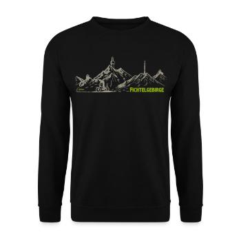 Dessin Fichtelgebirge avec Kösseine Schneeberg - Sweat-shirt Unisexe - noir - Devant - Alina (178cm) & Michal (187cm)