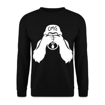 Witziger Gorilla OMG Affe - Unisex Pullover - Schwarz - Vorne - Alina (178cm) & Michal (187cm)