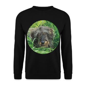 Cute wire-haired dachshund lifelike - dachshund - Unisex Sweatshirt - black - Front - Alina (178cm) & Michal (187cm)