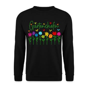 Garten Chefin Blumen Gartenarbeit Gartenchefin - Unisex Pullover - Schwarz - Vorne - Alina (178cm) & Michal (187cm)