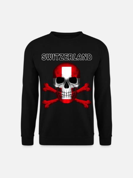 Skull Jolly Roger Pirate Flag Switzerland R6Z - Unisex Pullover - Schwarz