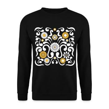 Blumenfest L weiß und gelb - Unisex Pullover - Schwarz - Vorne - Alina (178cm) & Michal (187cm)