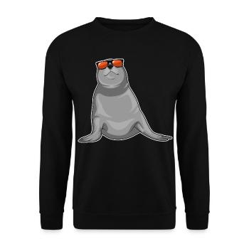 Seal Sunglasses - Unisex Sweatshirt - black - Front - Alina (178cm) & Michal (187cm)
