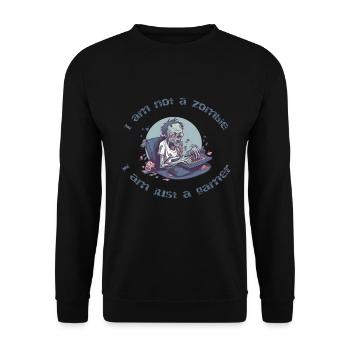 Ich bin kein Zombie, ich bin Gamer - Unisex Pullover - Schwarz - Vorne - Alina (178cm) & Michal (187cm)