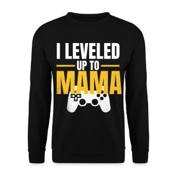 Gamer Mama LevelUp-Design - Unisex Pullover - Schwarz - Vorne - Alina (178cm) & Michal (187cm)