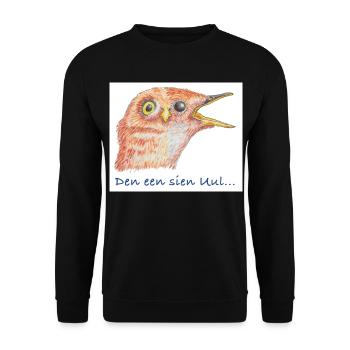 PlattSnack – Den een sien Uul... - Unisex Pullover - Schwarz - Vorne - Alina (178cm) & Michal (187cm)