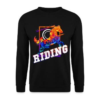 Riding Rider Horse Jumping Sport Colorful Vintage - Unisex Sweatshirt - black - Front - Alina (178cm) & Michal (187cm)