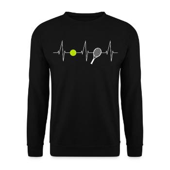 Tennis heartbeat with tennis ball & tennis racket - Unisex Sweatshirt - black - Front - Alina (178cm) & Michal (187cm)