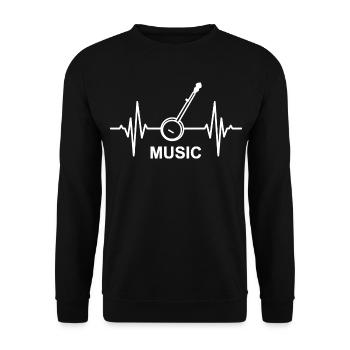 Banjo Musik Herzschlag - Unisex Pullover - Schwarz - Vorne - Alina (178cm) & Michal (187cm)
