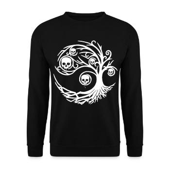 Baum mit Totenköpfen - Unisex Pullover - Schwarz - Vorne - Alina (178cm) & Michal (187cm)