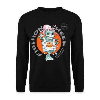 Fishion Week by .Némo - Sweat-shirt Unisexe - noir - Devant - Alina (178cm) & Michal (187cm)