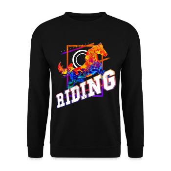 Riding Rider Horse Jumping Sport Colorful Vintage - Unisex Sweatshirt - black - Front - Alina (178cm) & Michal (187cm)