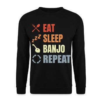 Vintage Banjo Saying - Unisex Sweatshirt - black - Front - Alina (178cm) & Michal (187cm)