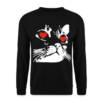 A white cat love - Unisex Sweatshirt - black - Front - Alina (178cm) & Michal (187cm)