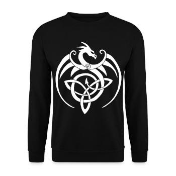Weißer Drache und keltisches Symbol - Unisex Pullover - Schwarz - Vorne - Alina (178cm) & Michal (187cm)