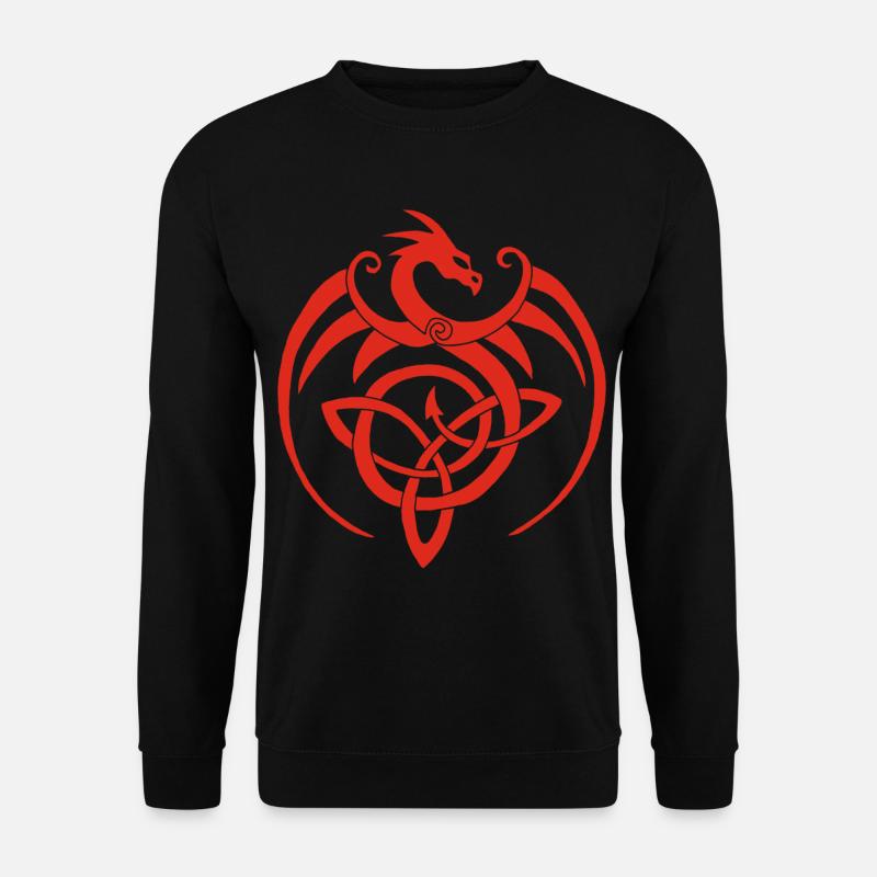 Drago rosso e simbolo celtico - Felpa unisex - nero