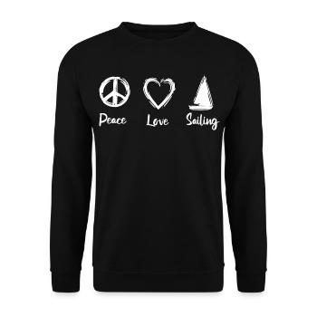 Peace Love Sailing - Unisex Pullover - Schwarz - Vorne - Alina (178cm) & Michal (187cm)