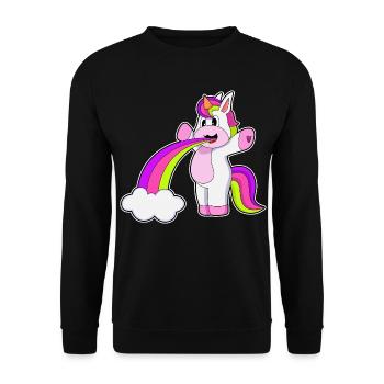 Einhorn Wolken Regenbogen - Unisex Pullover - Schwarz - Vorne - Alina (178cm) & Michal (187cm)